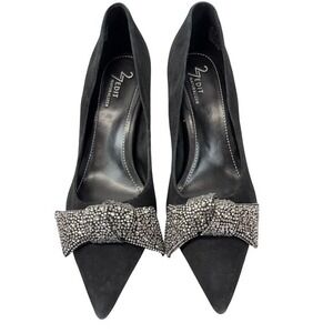 Naturalizer 27 Edit Emery-Bow2 Womens Size 8.5M Black‎ Leather Bow Pumps Heel